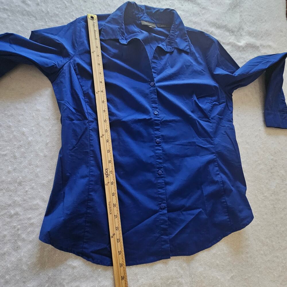 Worthington Blue Stretch Fitted Women's Button Down Blouse, Royal Blue, Size 14 - Picture 8 of 9